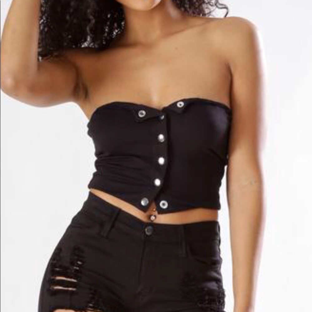 Black button down tube top
